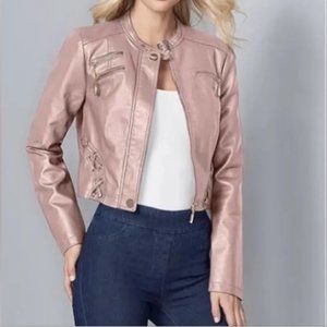 New Faux-Leather Rose Gold Jacket XS